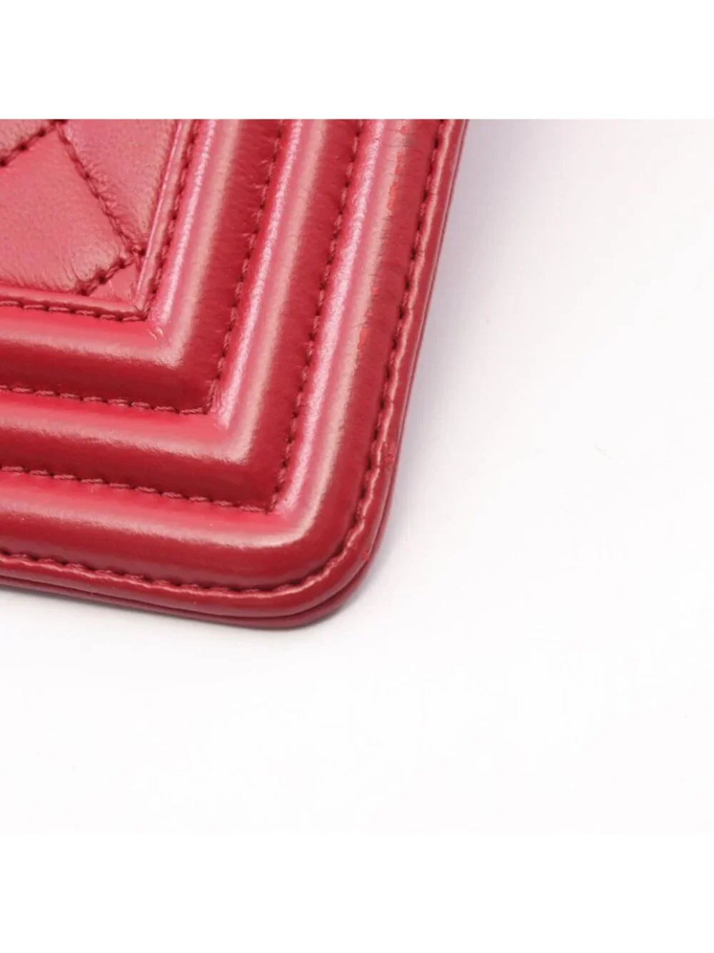 Chanel Shoulder Bag Boy Large Quilted Red Lambskin Chain